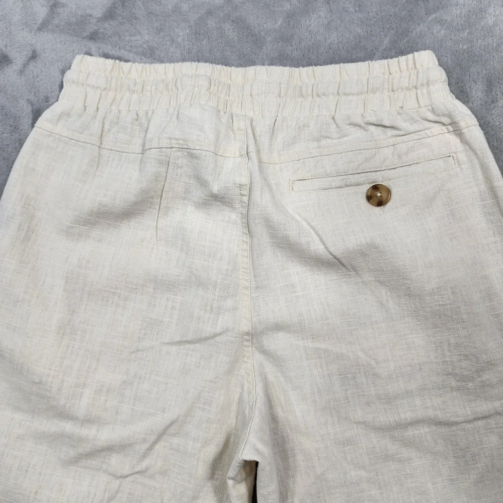 Cotton On Pants Mens S Ivory East Coast Textured Linen Chino Relaxed Summer